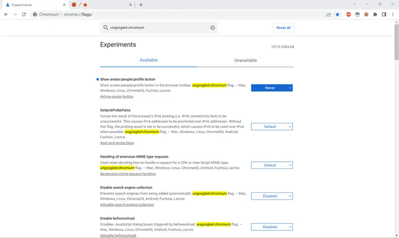 点击放大图片 纯净快速、占用内存低的浏览器:Ungoogle Chromium